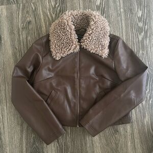 Brown Shearling Collar Jacket